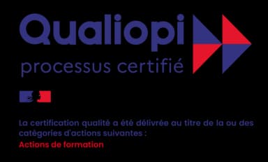 Qualiopi logo – certified process, French Republic, category: training actions.