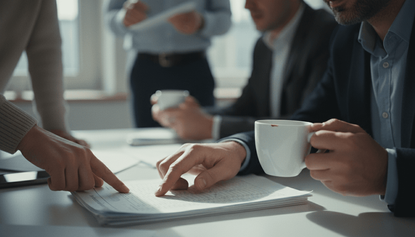 Tableau de charte imprimée sur un bureau, avec points clés imprimés et surlignés
